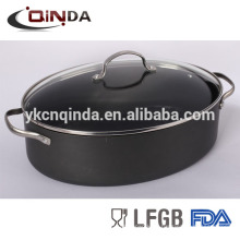 Elíptica forma de aluminio antiadherente olla de salsa